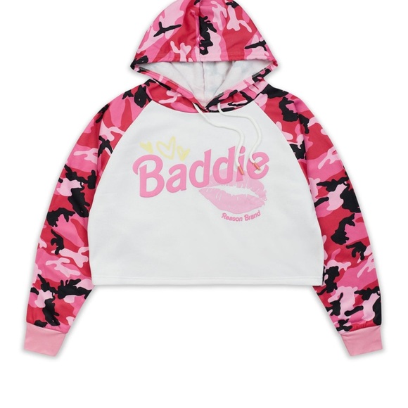 NWT Pink Camo Crop Hoodie - Size XL - Picture 2 of 6